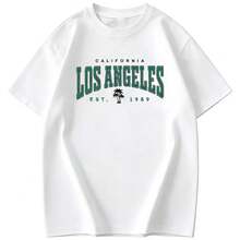 [100% Algodón] Camiseta Unisex para Hombre y Mujer, con buenos diseños gráficos, estilo urbano para exteriores, adecuada para el hogar y los viajes, tela cómoda, primavera-verano, camiseta de algodón puro, ropa casual urbana. - Blanco - Ver 2