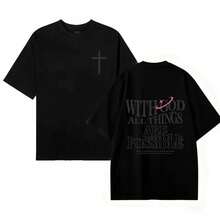Camiseta gráfica para hombre 'Con Dios todas las cosas son posibles' Mateo 26:41, corte holgado, negra con letras blancas, ropa casual, tela de alta calidad para el verano, excelente regalo para Navidad y Año Nuevo. ZZRT - Negro - Ver 10