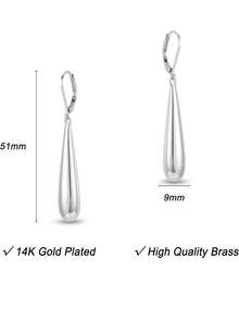 1 Pair 14K Gold Plated Elegant Drop Earrings, Low Allergy Hanging Earrings, Fashionable Jewelry Gift, Sophisticated And Graceful For Women To Wear Daily Or To Weddings And Galas - Silver - View 4