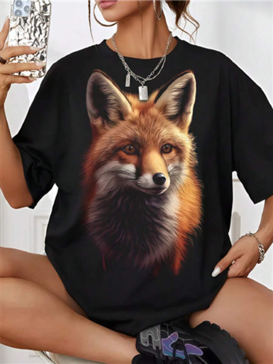 Camiseta para Mujer con Diseño de Cerezas Doradas Brillantes - Negro - Ver 1