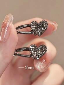 10/5pcs Small Rhinestone Heart Metal Alligator Hair Clips, Suitable For 14-16 Year Old Girls, Cool Side Bangs Clip, Versatile Girl Hair Accessory - Multicolor - View 5