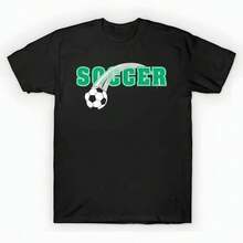 Soccer T-Shirt (7) unisex de la de algodón puro de alta densidad de 220 g. C-AmiS-eta uniS-ex 100 % aL-Godón de - Tejido de alta densidad. Apta para todo tipo de perS-onas, ya sean mujeres o hombres. Tejido duradero de alta C-Alidad apto para todas las estaciones, suave al tacto pero duradero. Tops transpirables. Conjuntos de otoño para mujer. Conjuntos de vaC-Aciones para mujer. Disfraz de Halloween para mujer. - Negro - Ver 1