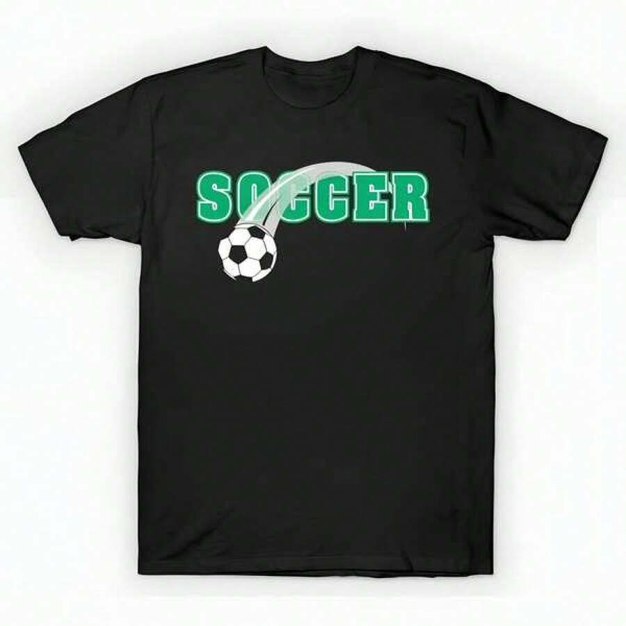 Soccer T-Shirt (7) unisex de la de algodón puro de alta densidad de 220 g. C-AmiS-eta uniS-ex 100 % aL-Godón de - Tejido de alta densidad. Apta para todo tipo de perS-onas, ya sean mujeres o hombres. Tejido duradero de alta C-Alidad apto para todas las estaciones, suave al tacto pero duradero. Tops transpirables. Conjuntos de otoño para mujer. Conjuntos de vaC-Aciones para mujer. Disfraz de Halloween para mujer. - Negro - Ver 1