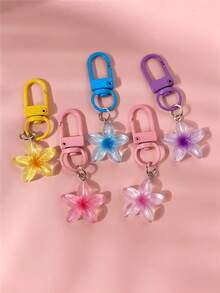 5 piezas Llavero de flor de lirio con color degradado de caramelo, forma de margarita, estilo bohemio, accesorio versátil de llavero y colgante de bolso, regalo de recuerdo para amigos, llavero floral exquisito - 5 llaveros pequeños con forma de flor - Ver 5