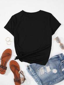 Soft 100% Cotton T-Shirt. Personalized T-Shirt - Add Your Own Text/Images (Badge, Company Logo, Family Photo, Selfie) To Design Your Own Custom Printed T-Shirt. Add Your Favorite Photos And Text (Girlfriend, Partner, Family, Selfie, Pet, Photos Of Friends) For A Personalized Printed T-Shirt, Suitable For (Anniversary, Wedding Promise, Engagement, Couple Formation), Suitable For Group Customization For Best Friends/Sisters, Suitable For Daily Wear/Wedding Party/Company Meeting/Family Reunion, Christmas Gift, Mother's Day, Father's Day, Autumn Chic Style, Utilitarian Chic Style, New Autumn Style For Women, Graphic Print, Casual Wear, Summer White T-Shirt, Eternal Love. Breathable Cotton T-Shirt, Goes With Everything. - 黑色 2 - 查看 2