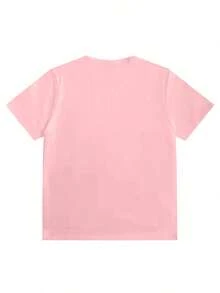 Camisetas de manga corta estampadas, sencillas, informales y bonitas para niños y niñas. - Rosa - Ver 2
