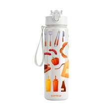 1pc 750ml/26oz 3D Printed Barbecue Pattern Sports Straw Water Bottle, 5 Color Options, With Handle Strap For Easy Carrying, Compact Durable Lightweight, Suitable For Outdoor Camping, Sports, Travel, School, Office, Birthday Gift - Multicolor - View 14