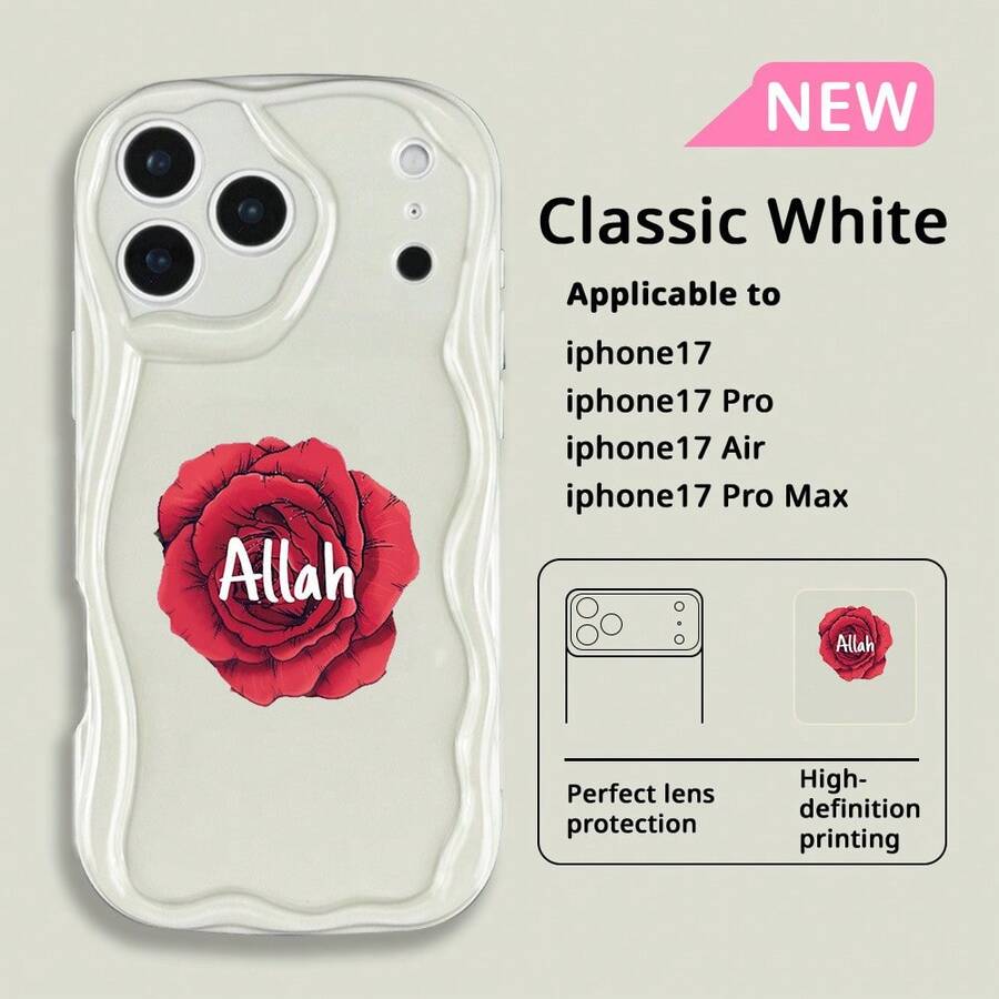 Fanahat Phone Case: Minimalist, Wavy, Cream-Colored Case With A Rose Flower And English Text, New For The 17 Series. Made Of TPU Material With A Simple And Elegant Design. Available In Three Colors, With Precise Lens Protection, Excellent Grip, And Functionality. - Mixed Color 1 - View 1