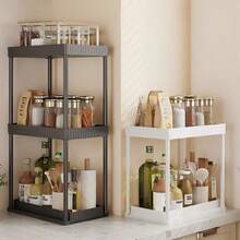 2-Tier Under Sink Storage Rack, Expandable Kitchen Cabinet Organizer, Black & White Dual Color Cleaning Supplies Storage Shelf - Multicolor - View 2