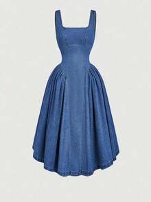 Vestido Casual de Mezclilla sin Mangas para Mujer MOD, Verano - Azul 2 - Ver 2