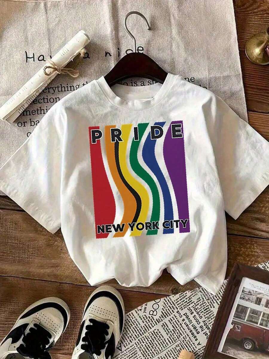 Camiseta 100% mujer con letras nombre del lugar eslogan impresión - cuello redondo suave manga corta casual top, regular uste blusa diariara tres festivos - camiseta básica - Blanco - Ver 1