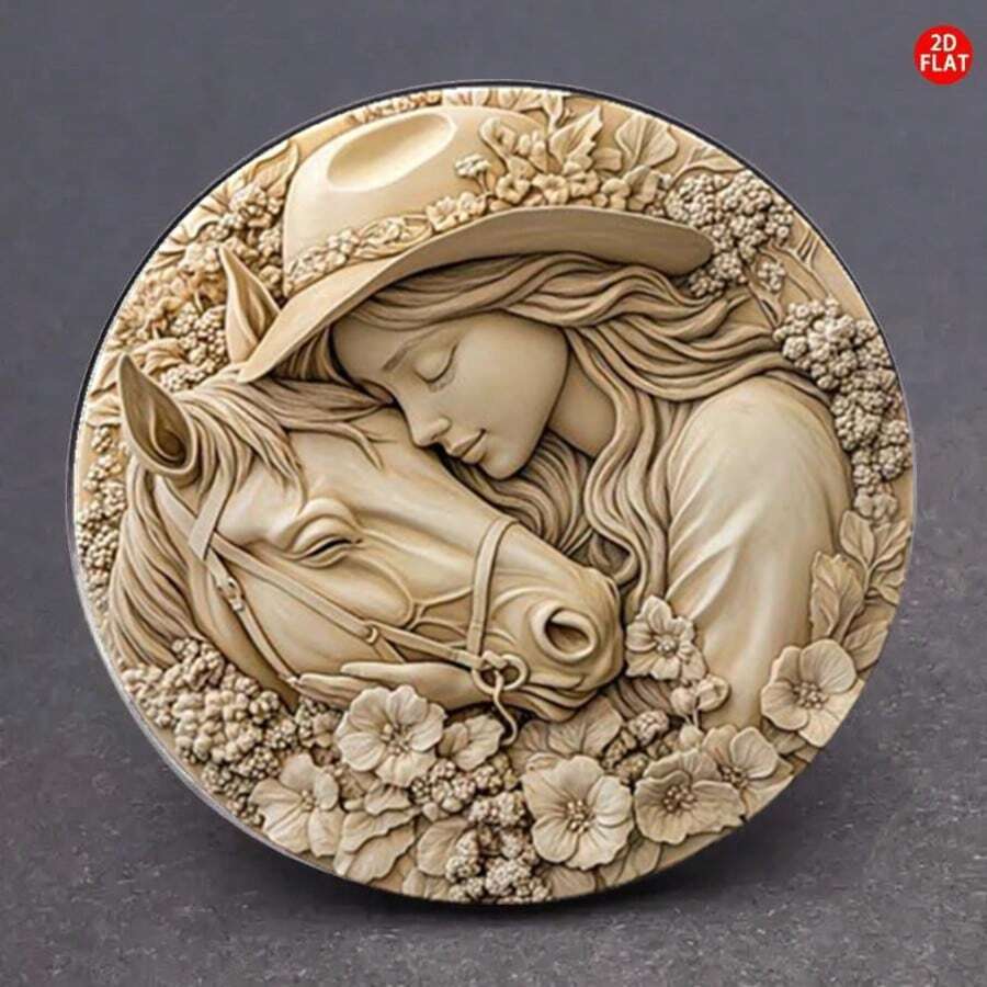 1枚2D立体复古骑士胸针，优雅米色花卉设计，女士适用 - 适合女士佩戴，可装饰背包、衣服、帽子 - 婚礼、生日、派对和旅行礼物 - 时尚胸针 - A - 查看 1
