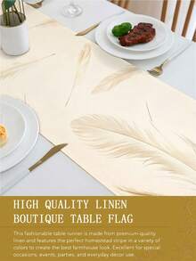 1 pieza Mantel con estampado de plumas de pavo real, disponible en múltiples tamaños, adecuado para comedor del hogar, decoración de cocina, decoración del hogar, fiesta al aire libre y decoración de restaurantes, con apariencia de textura de lino - Multicolor - Ver 7