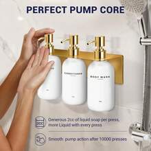 Euuztu Shampoo And Conditioner Dispenser Set - Shower Soap Dispenser Wall Mounted - Drill 17 Fl Oz Set Of 3 Plastic Pump Bottles And Soap Holder - Bộ 3 món bằng vàng - Xem 4