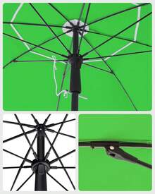 UPF50+ Sun Protection Beach Umbrella 1.6m Octagonal Portable Parasol Fibreglass Ribs Tilt Mechanism Carry Bag For Beach Garden Balcony Pool Grey - 綠色 - 查看 6