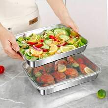 5 buah Wadah Penyimpanan Makanan Persegi Besar dari Stainless Steel dengan Tutup Transparan, Anti Bocor, Dapat Ditumpuk, Tahan Lama, Ideal untuk Berkemah, Petualangan Luar Ruangan, dan Penggunaan di Rumah, Sangat Cocok untuk Menyimpan Daging dan Buah-buahan - MultiWarna - View 5