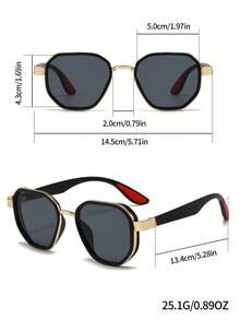 1 chiếc kính râm gọng hình học cổ điển dành cho nam, phong cách Y2K, chống tia UV, thích hợp cho mùa hè, đi biển, du lịch, dự tiệc, món quà tuyệt vời và phụ kiện đeo hàng ngày, phụ kiện chụp ảnh. - Màu xám bạc - Xem 3