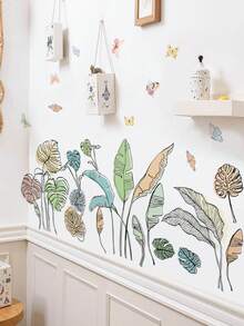 2 piezas Pegatinas de pared con estilo bohemio y flores, patrón de flores silvestres y plantas, vinilos decorativos extraíbles para la habitación de los niños, la sala de estar/fondo de sofá, decoración de pared - estilo bohemio - Ver 8