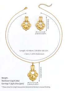 Einzigartiges, kantiges Schmuckset aus Edelstahl für Damen, Halskette und Ohrringe Set, goldene geometrische Herz- und Sternform, hypoallergen, nicht anlaufend, Strand- und Sommeraccessoire - Goldgelb - Übersicht 15