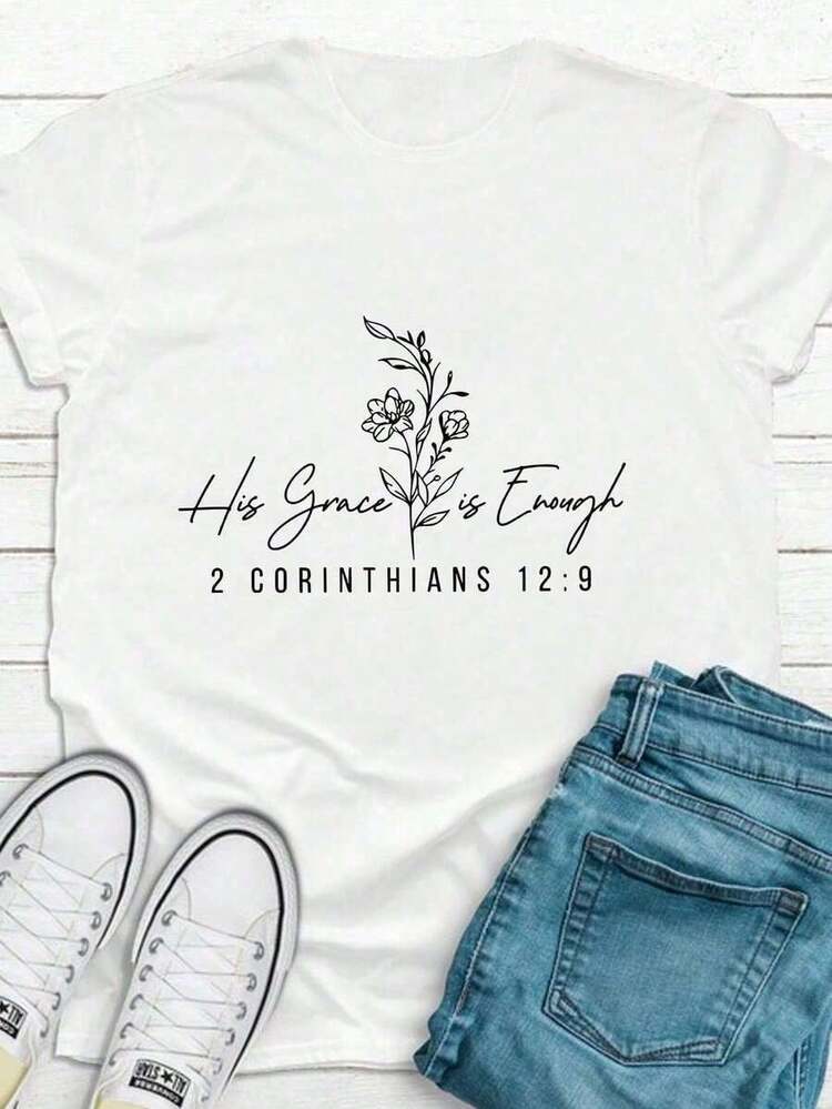 Camiseta con estampado de letras, top casual de manga corta y cuello redondo para verano y primavera, moda de manga corta, camiseta cómoda de cuello redondo para mujer, camiseta casual diaria para mujer, ropa de verano, ropa de mujer, casual versátil, Día de San Valentín, conjunto de Día de San Valentín para mujer, conjunto de Año Nuevo para mujer Blanco - Blanco - Añade 5
