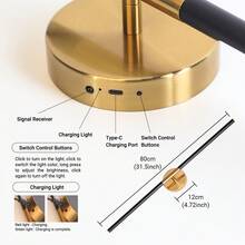 wamblz Modern LED Wall Lamp Wireless,Battery Operated Wall Light With Remote Control Dimming Timing LED Lights Room Decor Bedroom Beside Lamp,Suit For Living Room Study Picture Background Holiday Gifts - Gold - View 6