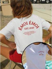 T-Shirts GraphicNew Summer 2026 Collection, Old School Style [Double-Sided Print] [Wilderness Orientation] Pure Cotton Crew Neck Short Sleeve T-Shirt With EMOI EMOI Letter Print, Casual, Sizes: S–7XL; 24-Hour Shipping. Clothing. - 白色 - 查看 1