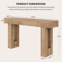63" Long Console Table For Entryway, Rectangular Wooden Side Table For Behind The Sofa, Farmhouse Style Entry Table For Entryway, Hallway Or Living Room. - 駝色 - 查看 10