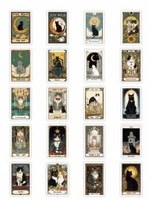 Add A Touch Of Mystical Magic To Every Craft Project! These 50pcs Cat Tarot Stickers, Witchy Black Cat Decals For Scrapbooking, Bullet Journal, Diy Crafts & Altar Decor Are A Must-Have For Every Creative Witch! - Multicolor - View 5