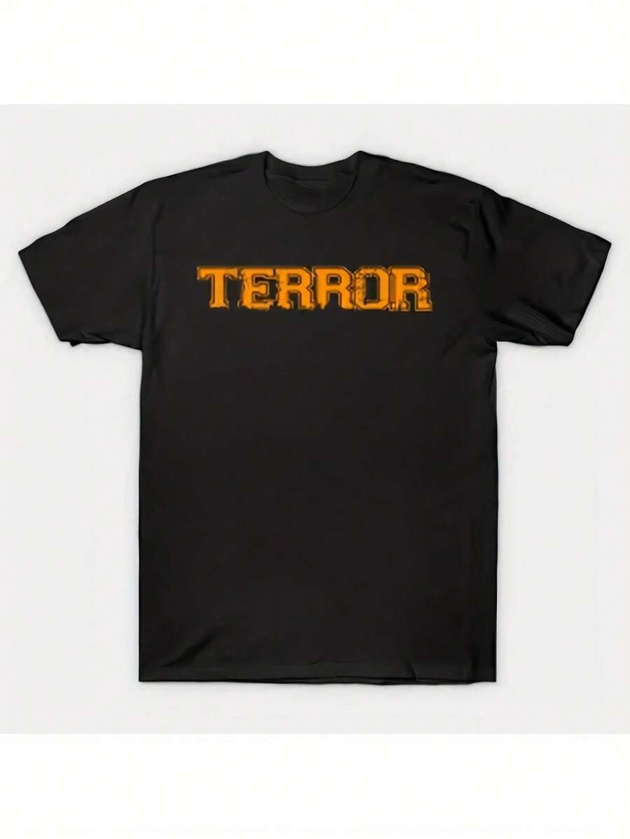 TERROR Band T-Shirt, With A Crisp And Streamlined Cut, Creates A Clean And Vibrant Look When Worn. Its Loose Yet Flattering Silhouette Suits All Body Types, Offering A Style That Is Both Casual And With A Touch Of Elegance. - 黑色 - 查看 1