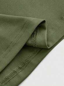 Vestido de línea A sencillo de unicolor para mujer con cintura fruncida y diseño de halter en forma de V - Verde - Ver 3