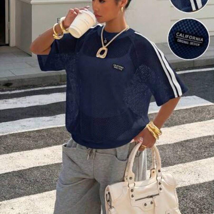 Women's Casual Versatile Daily Wear T-Shirt,Pink Top Girly Outfits For Women Street Wear Outfits Women Latest Tops For Women New Arrivals Casual Summer Outfits For Woman Retro Outfit For Women Casual Outfit For Women Pink Mesh Top New T Shirt Blouses For Women Puff Top For Women Trending Outfit For 2025 Women Sheer Tops For Women Outfits Women Set Summer Street Wear Outfit For Women Busniess Casual Outfits For Women Outfit For Women Set Casual - Azul Marino - Ver 1