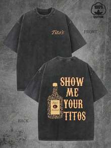 Tito's Vodka "Show Me Your Titos" Leopard Print Graphic Washed Cotton T-Shirt, Oversized Casual Streetwear For Alcohol Lovers,230G Washed High-Quality Cotton Printed Men's T-Shirt, Show Me Your Titos T-Shirt, Skin Friendly, Breathable, Suitable For Gatherings And Daily Wear, Retro Street Style, Is The Best Gift For Friends Who Love Wine Culture - kích cỡ - Xem 8