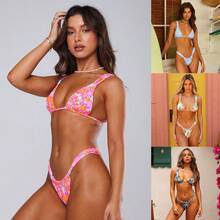 New Two-Piece Swimsuit With Straps, Sexy Bikini - Pink - View 2