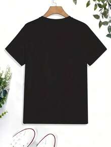 Camiseta con Estampado Retro Bohemio de Atardecer en un Bosque de Pinos |   100%, Unisex, Corte Regular, Manga Corta, Cuello Redondo, Comodidad para Todas las Temporadas, Tela Transpirable, Diseño Inspirado en la Naturaleza, Ropa Casual Diaria para Amantes de la Naturaleza al Aire Libre - Negro - Ver 2