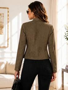 Women's Suebe Jacket Cardigan Fabric Details With Buttons - Army Green - View 2