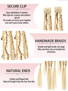 2pcs Handmade Bohemian Style 20-Inch Clip-In Braided Hair Extensions, Boho Braided Hair With Decorative Beads And Accessories, Suitable For Women - Multicolor - View 5