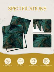 1pc Peacock Feather Printed Tablecloth, Available In Multiple Sizes, Suitable For Home Dining, Kitchen Decor, Home Decoration, Outdoor Party And Restaurant Decor, Linen-Like Texture - Multicolor - View 8
