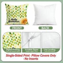 4 pièces Housses de coussin en velours imprimées avec motif tournesol d'été, 100% polyester, décoration pour salon, chambre à coucher, sans insert de coussin, 40x40cm/45x45cm/50x50cm - Multicolore 08 - Voir 3