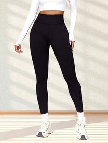 Quần legging cạp cao co giãn cao, quần tập yoga mùa xuân/hè, quần bó yoga nữ, đồ mặc nhà co giãn nhanh khô - màu đen - Xem 4