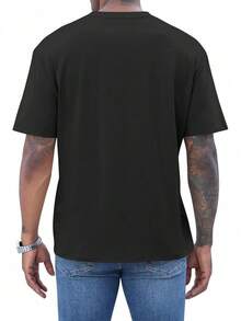 Camiseta Gráfica de Manga Corta para Hombre, Camisetas Divertidas con Cuello Redondo y Sonrisa, Corte Holgado, Camisetas de Verano TMEE - Negro - Ver 4
