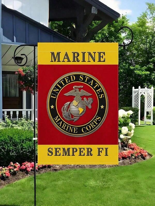1 PIEZA Bandera de decoración de jardín de doble cara con el lema "Semper Fi" de EE. UU., adecuada como regalo, bandera para el jardín/patio del hogar o conmemorativa de veteranos de EE. UU. Tamaño: 30,48 cm x 45,72 cm. Decoración para exteriores, decoración festiva, decoración de patio.