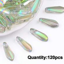 Khoảng 240 hạt cườm hình giọt nước, lỗ ngang, hiệu ứng cánh hoa 3D, mặt dây chuyền đính cườm thủ công tự làm, hạt rời. - Giọt nước dài - Xem 18