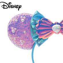 Disney Style Mickey Mouse Ears Headband - Purple Gradient Sequins + Seashell Accents - View 3