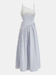 Vestido casual mujer tirantes a rayas corte ajustado ideal para verano - Azul y blanco - Ver 3