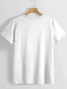 Mother's Day Gift: Crew Neck T-Shirt With Vibrant Heart Print - Soft Polyester, Medium Elasticity, Regular Length, Casual Short Sleeve Top For Spring And Summer, Women's Clothing With Random Print - 白色 - View 4