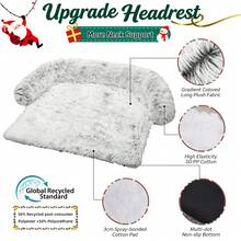 Cozy Plush Dog Bed With Removable Washable Cover – Furniture Protector For Dogs & Cats, All Sizes - Grey - Christmas Edition - View 2