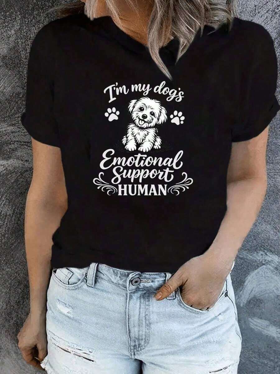 Good Friday Casual Wear, Women's Crew Neck T-Shirt With Minimalist Design, Comfortable And Breathable, Suitable For Everyday Casual Wear, Showcasing A Natural And Elegant Style, A Must-Have For Summer Parties, Local Shipping, Bohemian Blouses For Women With 2D Print>Shirt - 黑色 - 查看 1