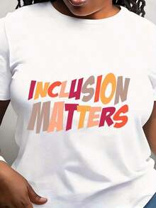 1pc Women's Style Inclusion Matters Graphic T-Shirt- Short Sleeve Round Neck Casual Top For Awareness, Special Education & Neurodiversity -Machine Washable Birthday Gift, Everyday Comfort, Geometric Print Tee, Nontransparent MaterialBlouse,Shirt > Beautiful. - 黑色 - 查看 7