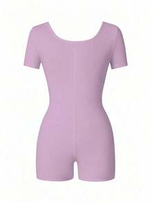 Mono de mujer , escote en U, silueta minimalista, ropa interior moldeadora cómoda, casual, sexy, versátil para exteriores, viajes, fiesta en la playa, vacaciones en el campo, vacaciones, Pascua, graduación, regreso a la escuela, mono de verano, ajust - Morado - Ver 6
