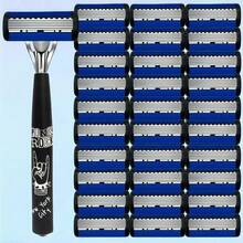 Kit de afeitadora manual de 6 hojas para hombres, navaja lista para viajar y ligera con hojas de repuesto, regalo de aseo económico para uso diario y en vacaciones - Maquinilla de Afeitar - Ver 12